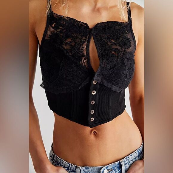 NWT Free People Have My Heart Tank Black XS *flaws - Picture 2 of 12